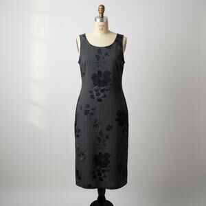 Vintage 90s Sherr Martin Black Floral Shift Dress Minimalist CBK Style M